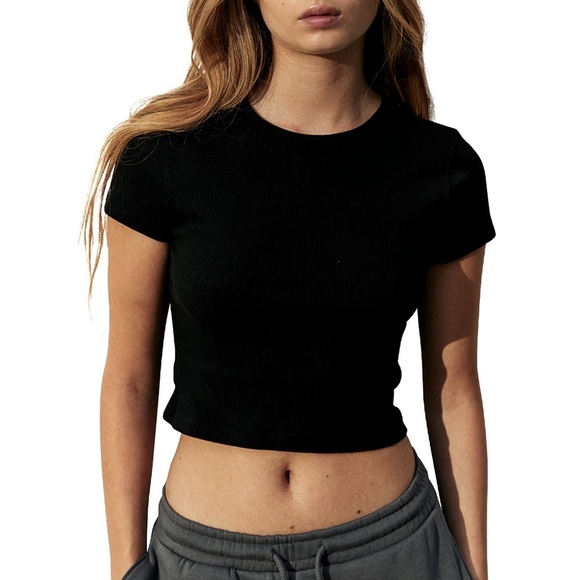 Ribbed Cropped Tee - Picture 1 of 2